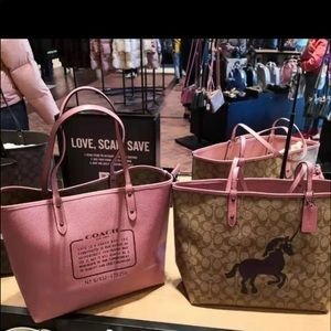 Coach reversible unicorn tote